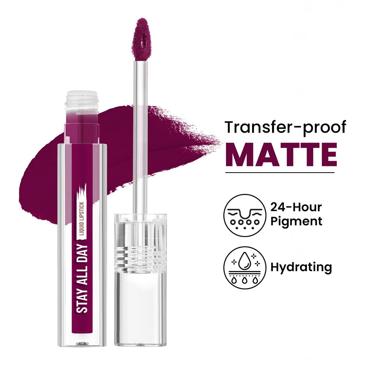 Swiss Beauty Stay All Day Liquid Lipstick 24 Hour Stay Transfer-Proof