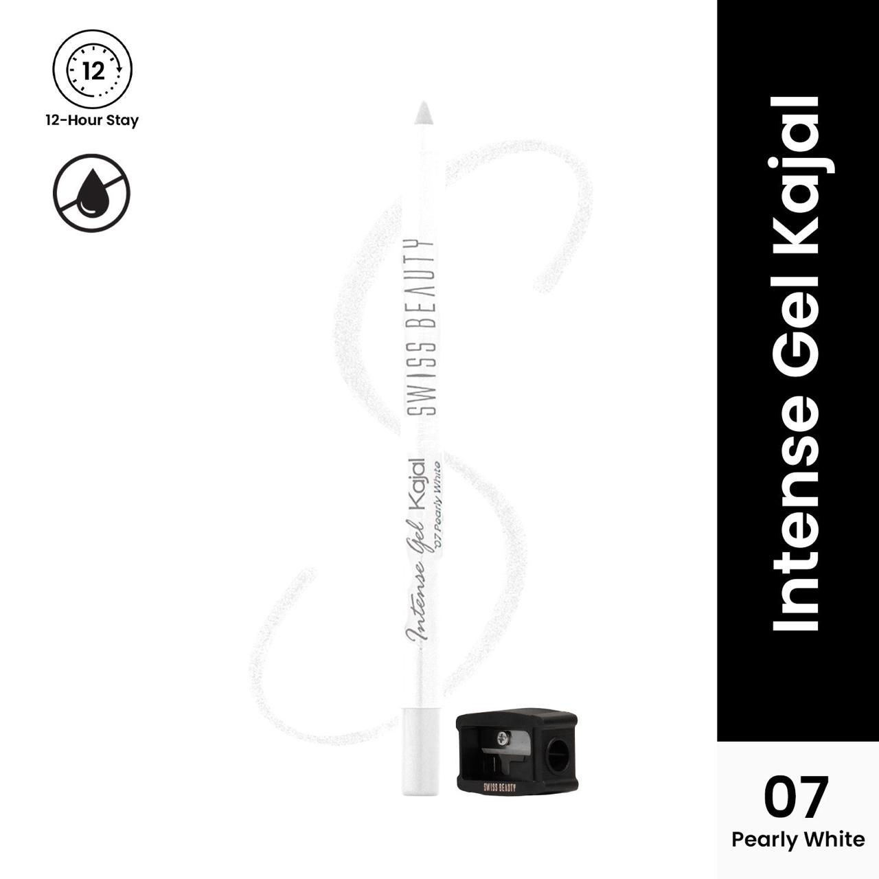 Swiss Beauty Intense Gel Kajal 12-Hour Stay Smudge-Proof with Sharpener(1.2g)