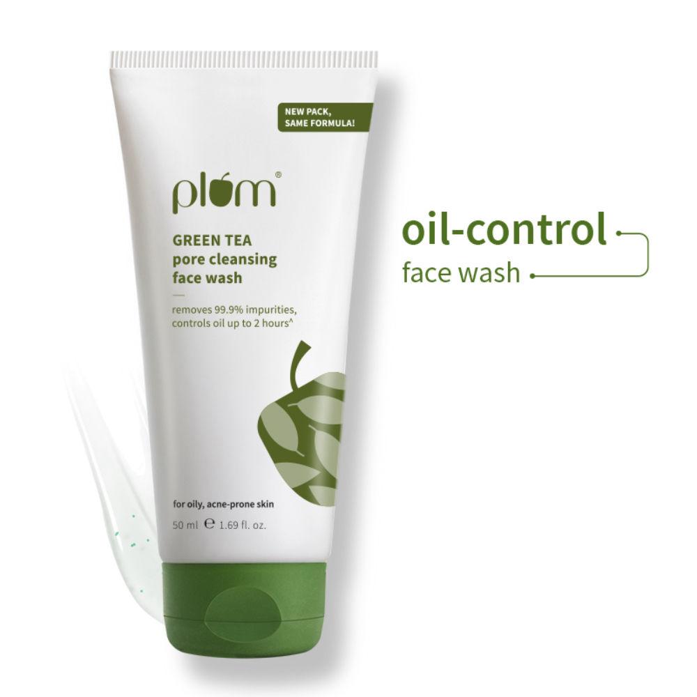 Plum Green Tea Pore Cleansing Gel Face Wash With Glycolic Acid - Fights Acne & Oil For Clear Skin (50ml)
